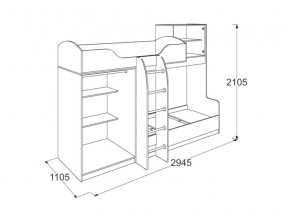 Кровать 2х ярусная №2 Омега 18 в Екатеринбурге - magazinmebeli.ru | фото 2