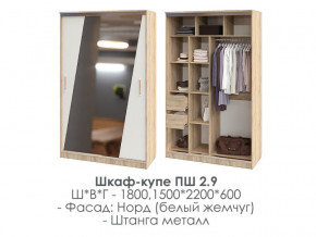 шкаф-купе ПШ-2.9 1500 Норд Белый жемчуг 1500 в Екатеринбурге - magazinmebeli.ru | фото